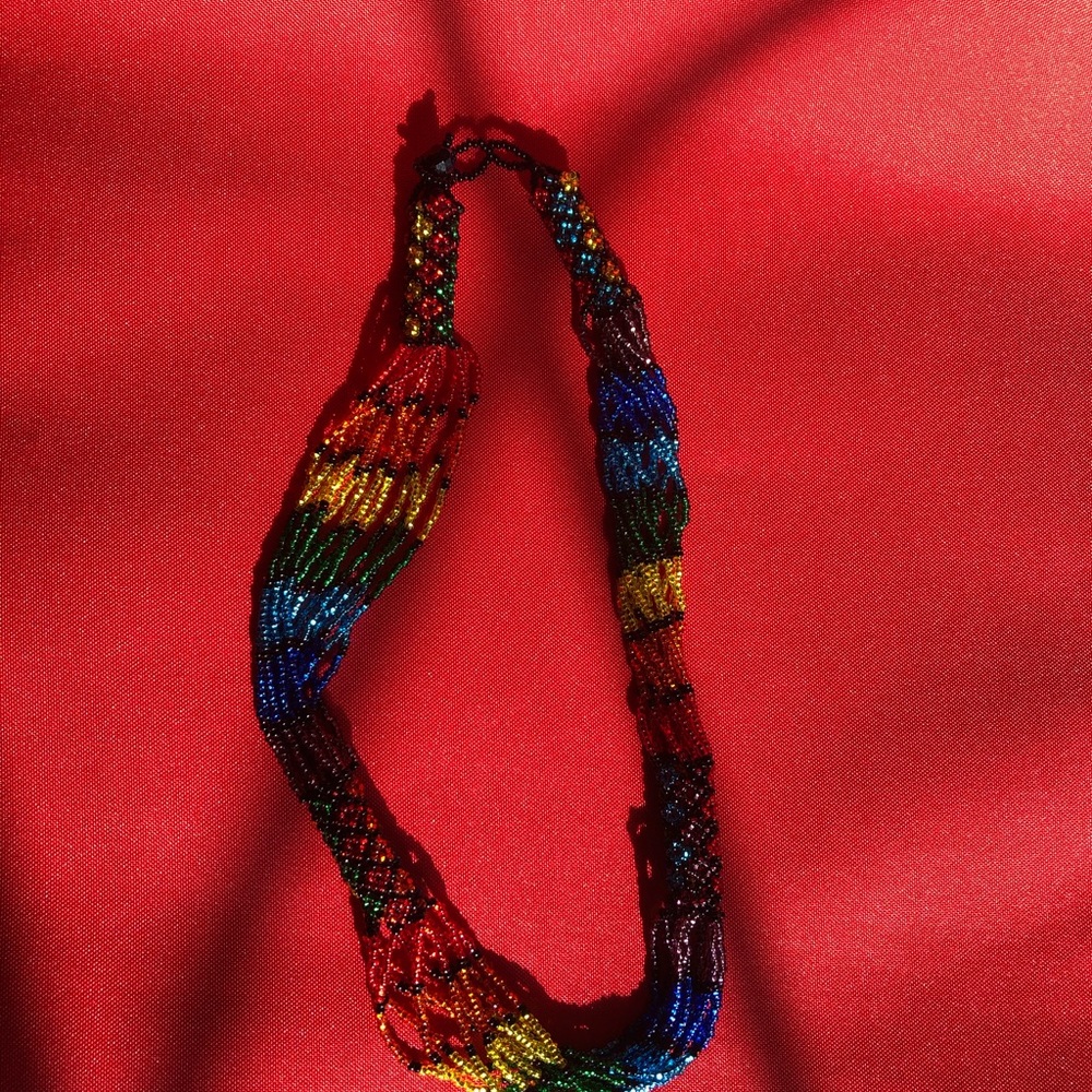 Intricate Beaded, Multicolored Statement Necklace - image 5
